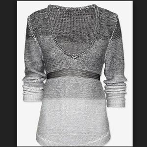 Helmut Lang Intermix Black White V Neck Sweater